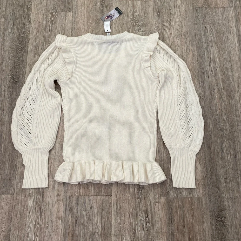 Sofia by Sofia Vergara pointelle sleeve sweater size large NWT